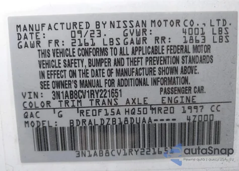 2024 Nissan Sentra Sv Xtronic Cvt from USA, damaged, VIN 3N1AB8CV1RY221651